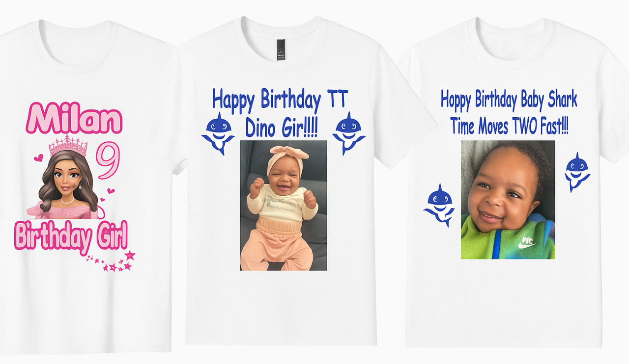 sixth row of customized shirts